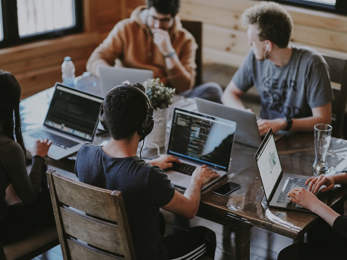 HR team collaborating in a modern office